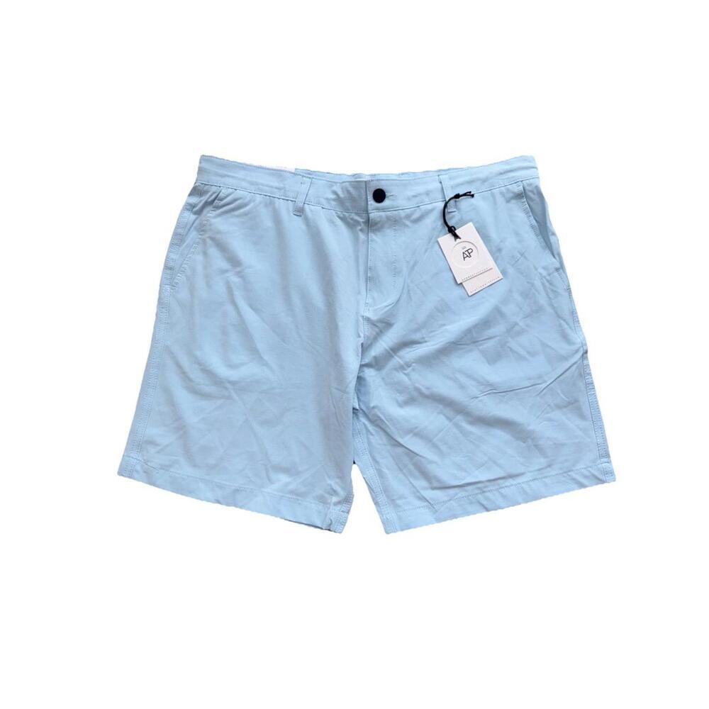 NWT Across The Pond Men's Light Blue Flat Front Tech Chino Shorts sz 36 - Picture 1 of 5